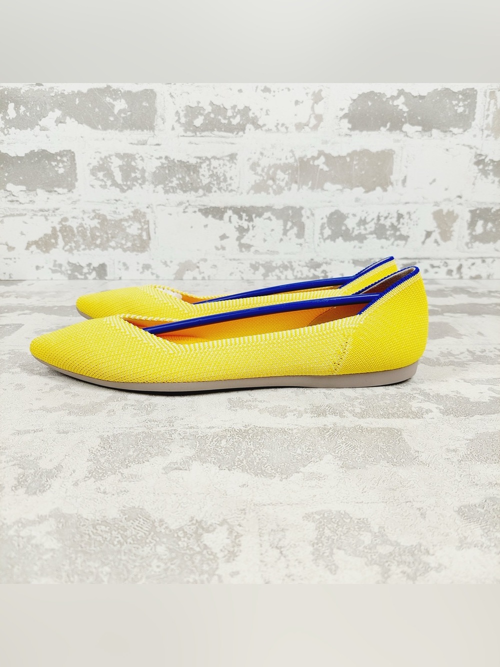 NEW Rothy's The Flat Yellow Knit Pointy Toe Slip On Comfy Loafers E986